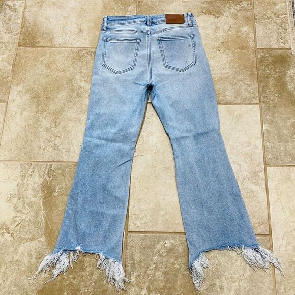 Hidden LA 27x26 High Rise Crop Flare Jeans Distressed Fray Hem Stretch - Picture 5 of 11